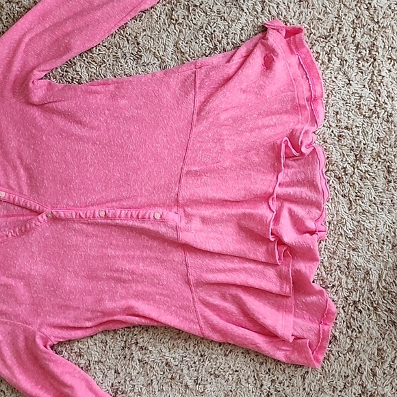 ABERCROMBIE PINK PEPLUM BUTTON FRONT T-SHIRT L - Picture 5 of 12